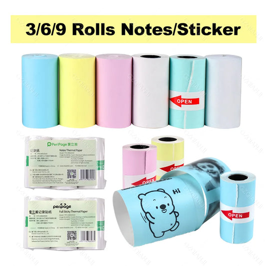 White Color Sticker Label Thermal Paper Rolls for Photo Printer and Color White Receipt Bill Printer Paper Roll for  A6